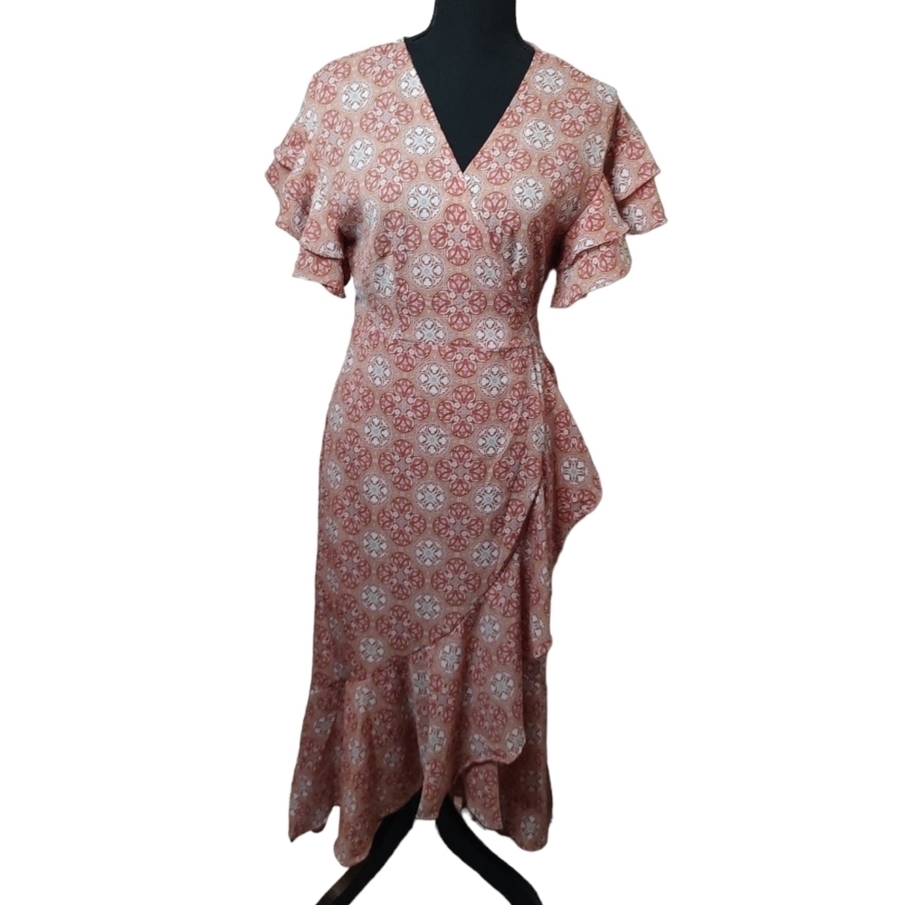 Max Studio Crepe Ruffled Wrap Dress Sz.S NWT